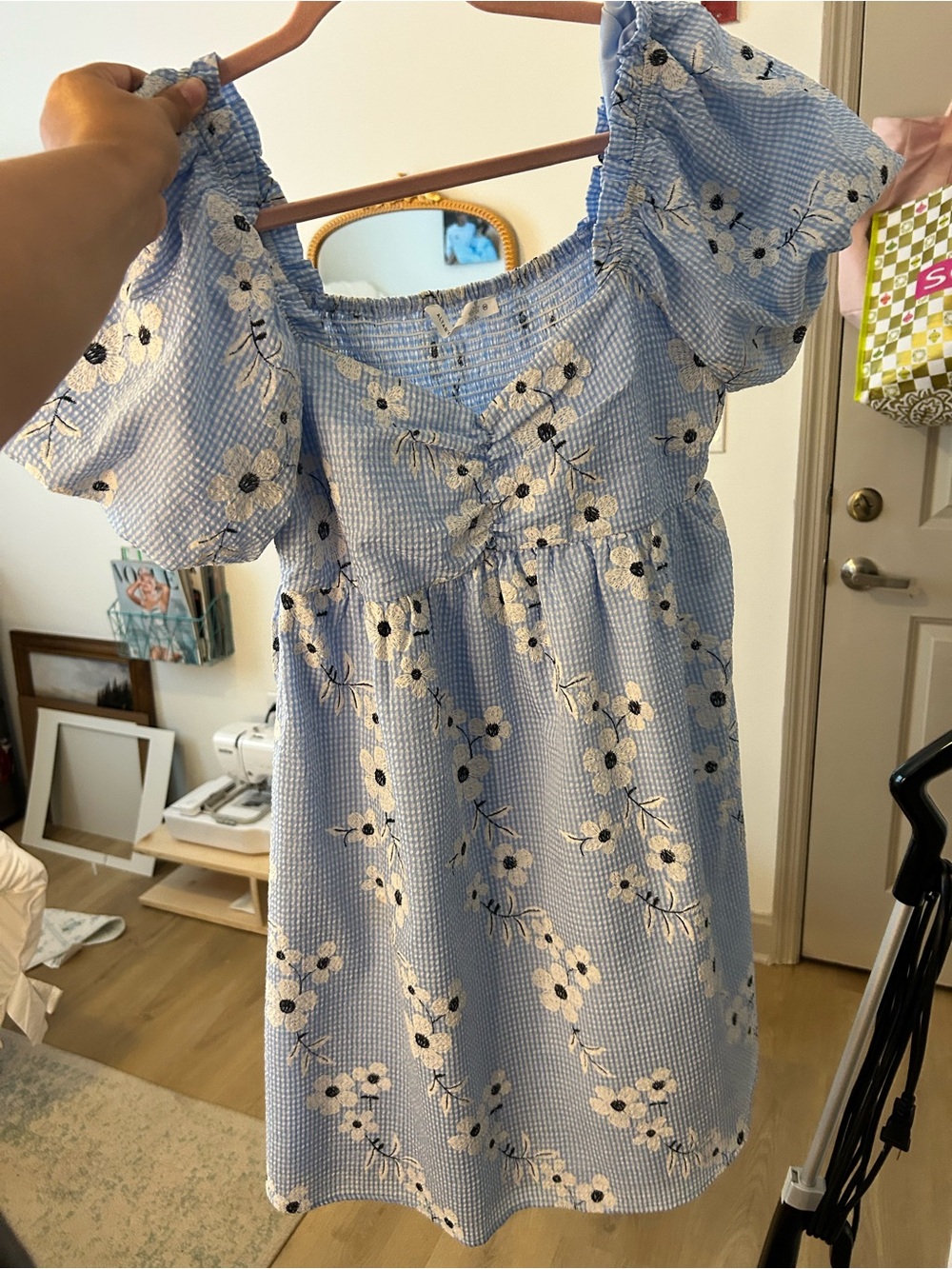 Altar'd State Light Blue Floral Mini Dress